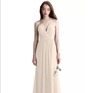 Bill Levkoff champagne chiffon bridesmaid dress